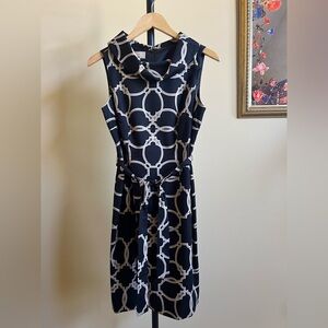 Talbots Dress Sheath Sleeveless Black Tan Size 4P